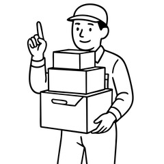 Delivery man on duty pickup boxes