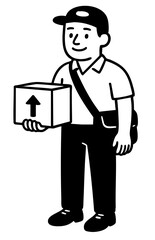 Delivery man on duty carry a box