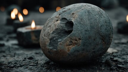 Dark stone with heart cavity