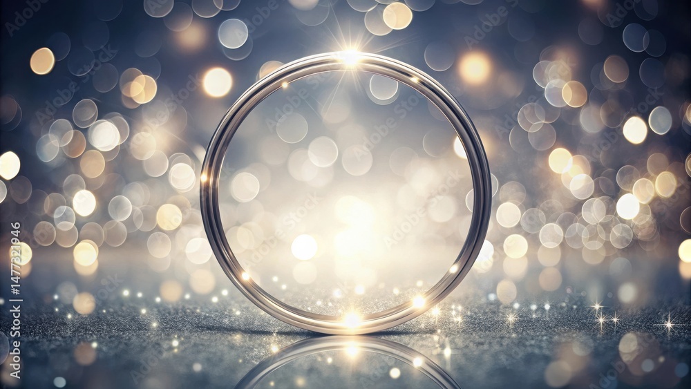 Aufkleber a gleaming metallic band rests on a sparkling surface, illuminated by a shimmering, festive backdrop
