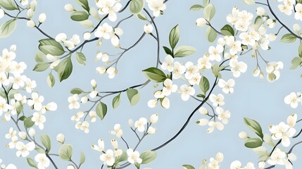 Obraz premium Detailed Watercolor Snowberry Seamless Pattern Branch Design for Winter Decor