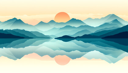Serene Mountain Lake Sunrise Reflection