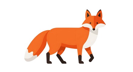 Obraz premium Walking Fox Illustration with Geometric Shapes on White