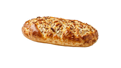 Delicious Almond-Topped Bread Loaf, Golden Brown Crust, Isolated on Transparent Background