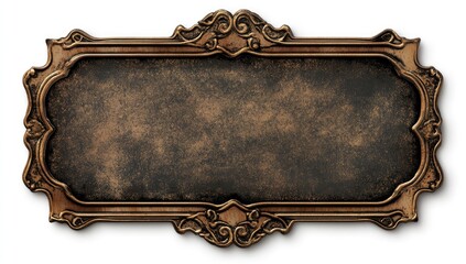 Ornate copper plaque with distressed surface.  Decorative frame features intricate Asian-inspired scrollwork.  Blank space for personalized text or logo
