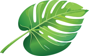 Single Monstera Leaf with Soft Watercolor Edges &ndash; Artistic Tropical Botanical