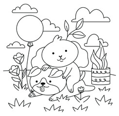 Hand drawn coloring book illustration	
