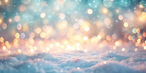 Naklejka premium Winter Wonderland Sparkling Lights and Frosty Snowscape, a Festive Background for Holiday Designs