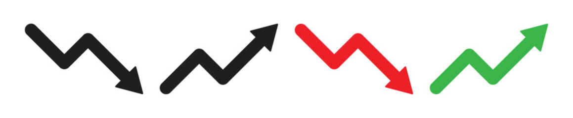 Up and down arrow vector icon collection. Increase and decrease signs. Vector illustration