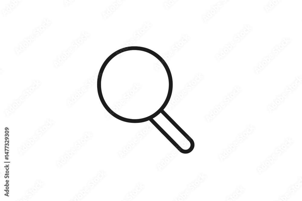 Poster Simple vector icon representing a magnifying glass, often used for search functions in digital interfaces and applications