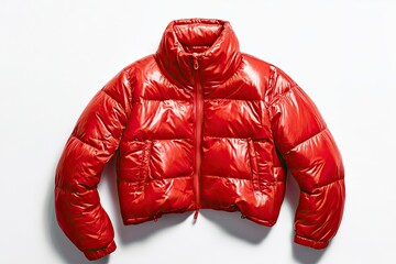 Cropped puffer jacket isolated on white background