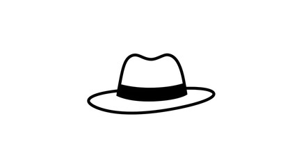Drawing of Hat with Black Band on White Background
