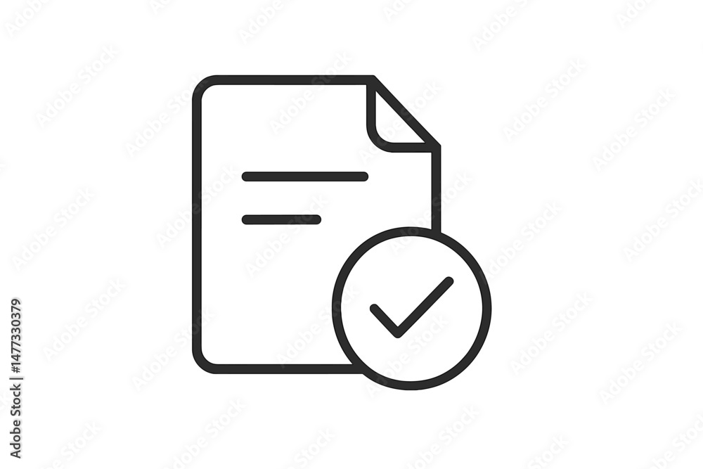 Poster vector icon representing a document with a check mark indicating approval or completion