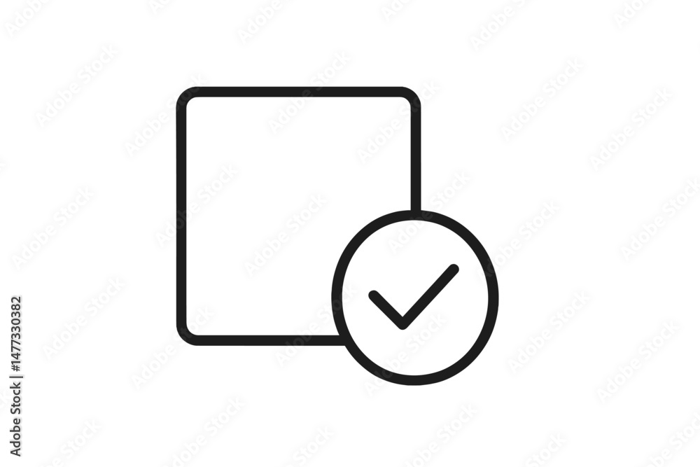 Fototapete Vector icon representing a checkbox with a square outline and tick mark symbolizing confirmation and selection in digital interfaces