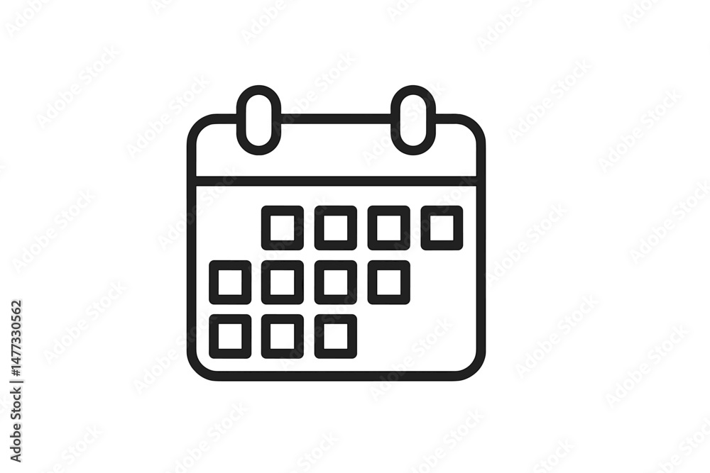 Poster simple vector icon representing a calendar highlighting organized days and events for scheduling and