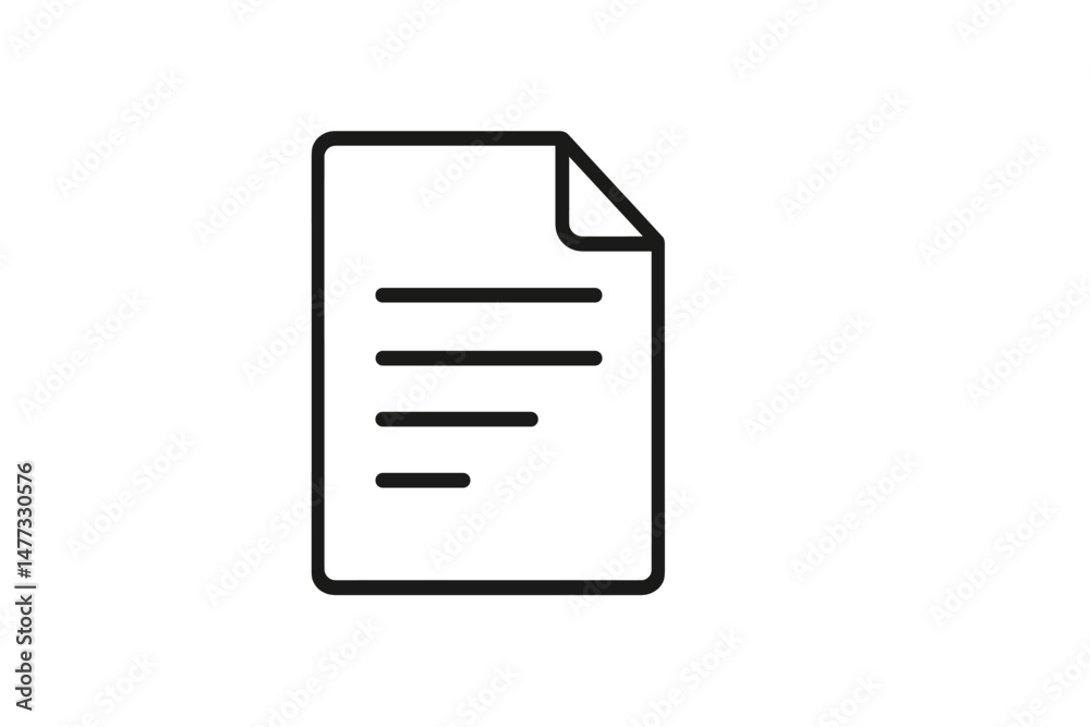 Poster vector icon representation of a document with lines and a folded corner in a minimalistic design