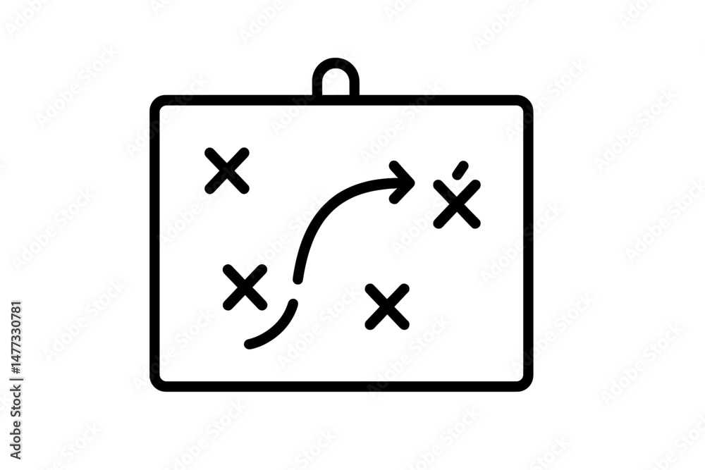 Poster vector icon depicting a simplified treasure map with paths and marked locations for easy navigation 