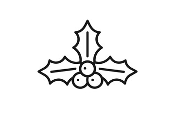 Vector icon depicting holly leaves and berries in a simple and elegant design suitable for festive decorations