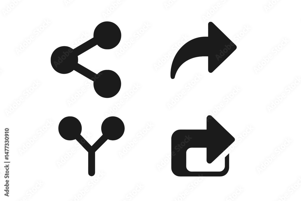Poster vector icons representing sharing and forwarding actions for digital content