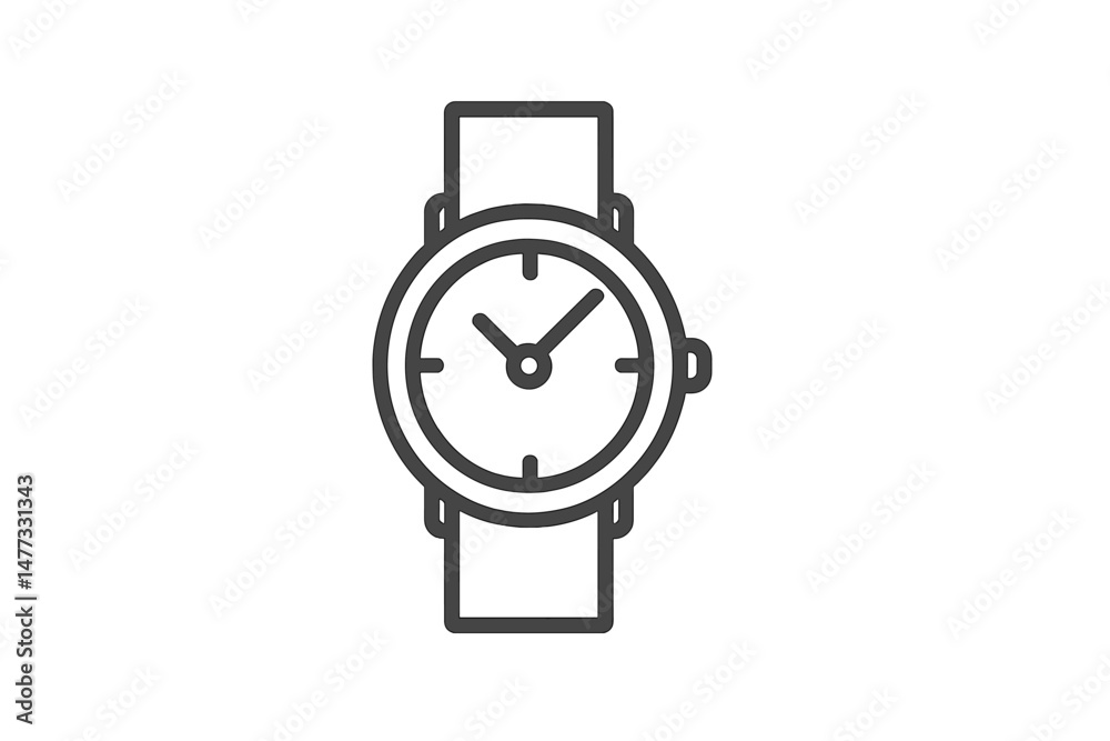 Poster stylish vector icon of a wristwatch with a round dial and a simple strap design suitable for modern 