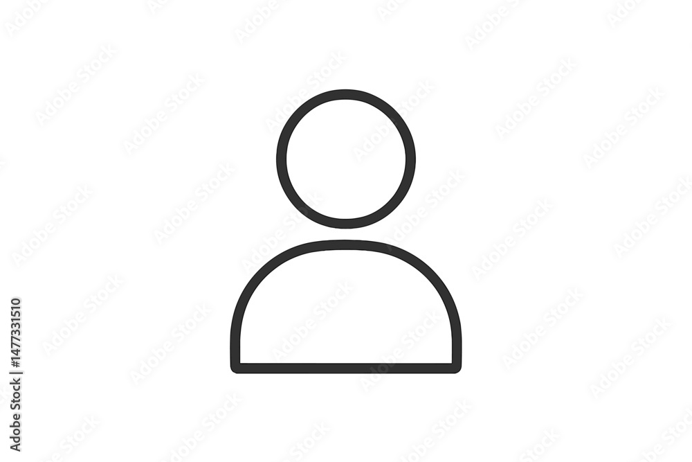 Poster minimalistic vector icon representing a generic user profile silhouette suitable for various digital
