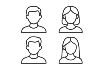 Modern vector icons representing male and female figures with simple lines for use in various design projects