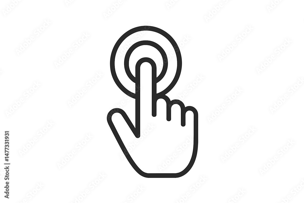 Poster hand icon pressing button symbolizing interaction and engagement in digital applications and user in