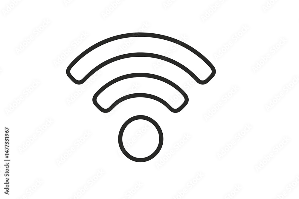 Poster vector icon representing wireless internet connectivity with signal waves and central point indicati
