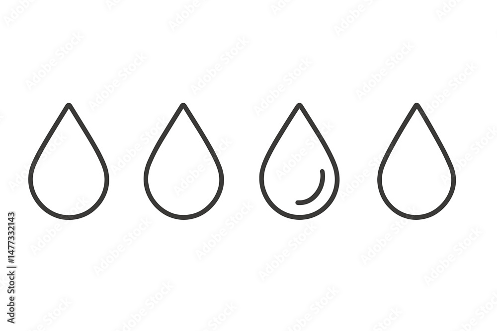 Poster droplet vector icons representing different sizes and styles for design and illustration use in vari