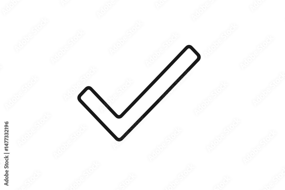 Poster vector icon representing a check mark, located in minimalist design style, suitable for various digi