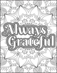 Gratitude Quote Coloring Page for Adults. Gratitude Quote Coloring Page for Amazon KDP.