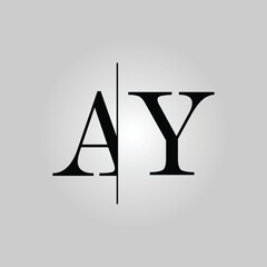 AY logo with a sans serif typeface font