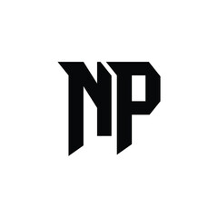NP monogram logo design letter text name symbol monochrome logotype alphabet character simple logo