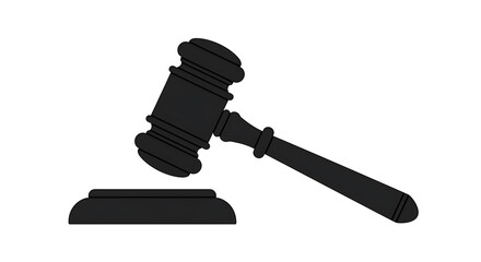 Gavel Illustration Black Silhouette Judicial Tool on White