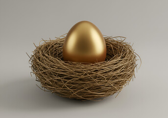 Fototapeta premium golden egg in nest
