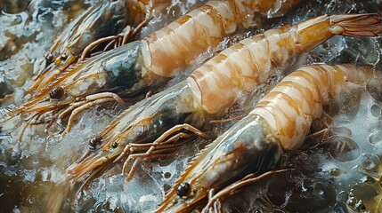 fresh shrimp on ice