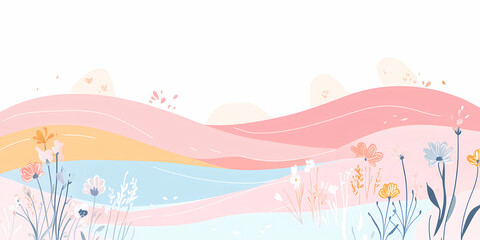 Pastel Floral Landscape Illustration
