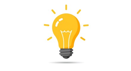 Glowing Light Bulb Idea Symbol on White Background