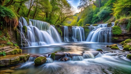Obraz premium Waterfall cascade on a winding river, waterfall, nature, waterfall, nature