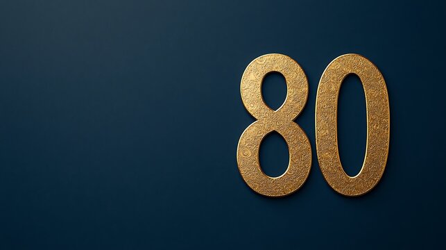 Gold number 80 on a dark blue background, symbolizing an anniversary, milestone, or celebration.