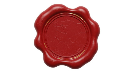 red wax seal with golde edge isolated on white background 
