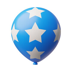 3d vector illustration of hot air balloon blue with white stars.