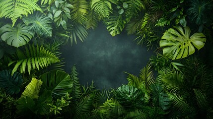 Obraz premium Lush tropical jungle scene with giant ferns and a diverse array of exotic plants highlighting the abundant biodiversity of the natural environment The image features a dense