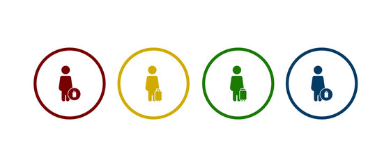man with luggage icon vector illustration. man with luggage icon in different color design.