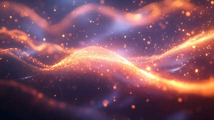 Fototapeta premium Abstract Waves with Glowing Particles in Gradient Colors and Light