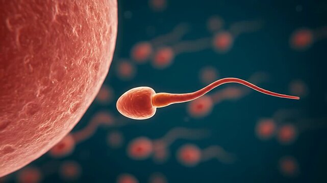 illustration of fertilization of ovum by sperm cell