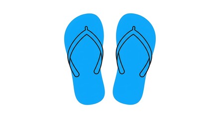 Blue Flip Flops on White Background Summer Footwear