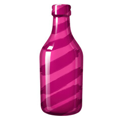 Shiny stylized bottle with diagonal pink stripes on a dark background