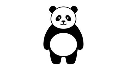 Naklejka premium Standing Panda Illustration Simple Black and White Design