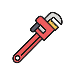 Minimalist Clean Pipe Wrench Vector Art illustration.